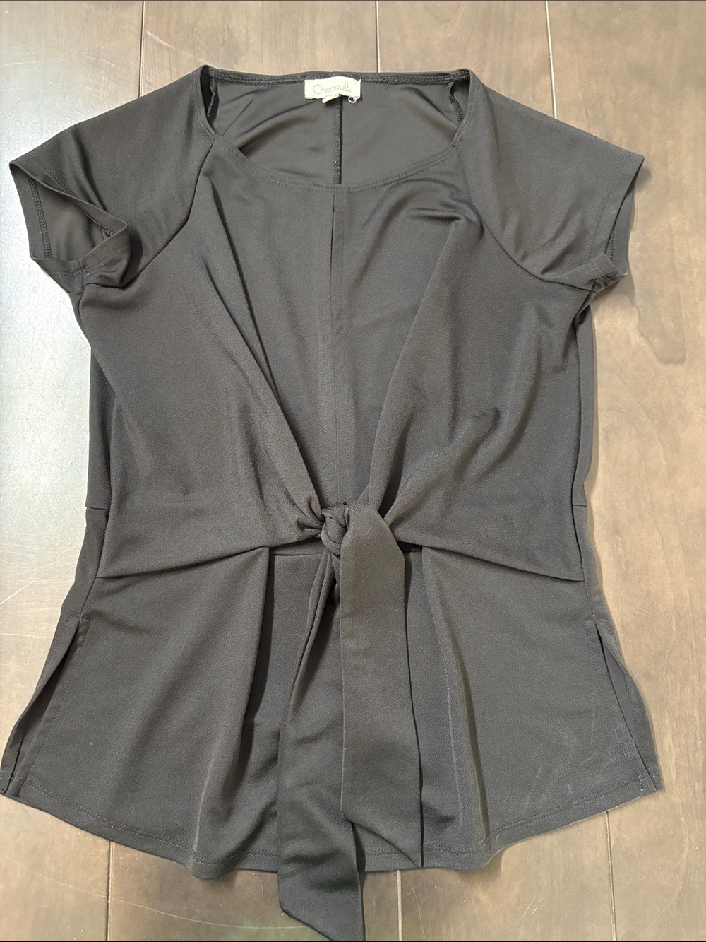 Chaus Black Short Sleeve Tie-Front Top